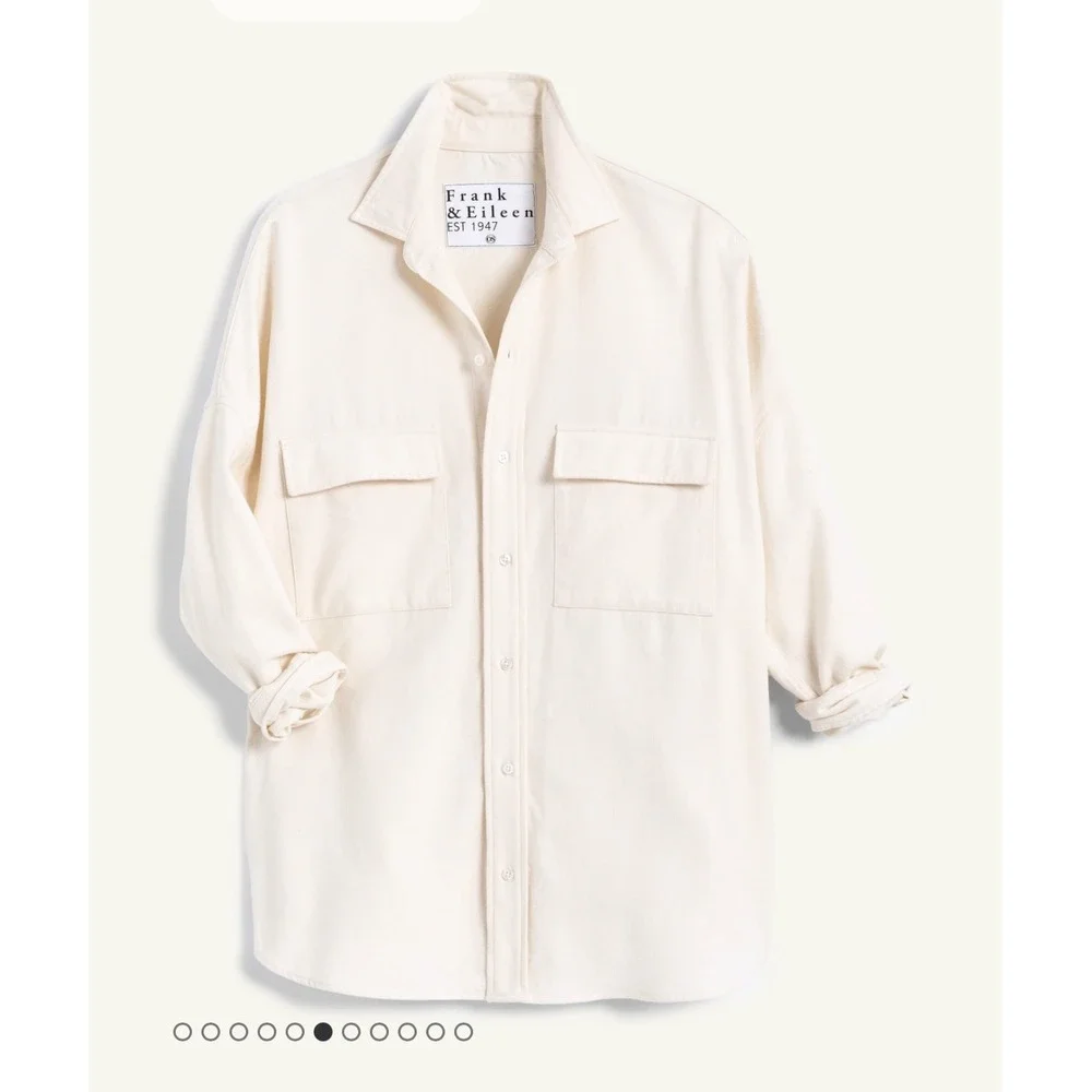 Frank & Eileen McLoughlin Oversized Vintage White Flannel Shirt Jacket M L - Picture 5 of 12